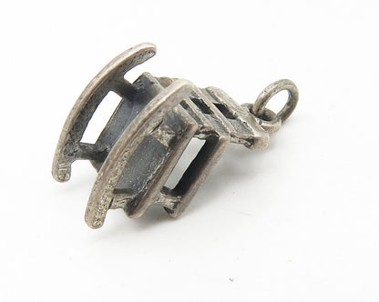 925 Sterling Silver  Vintage Oxidized Petite Rocking Chair Pendant  PT8894