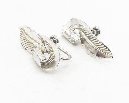 CARLART 925 Silver  Vintage Modernist Floral Leaf Non Pierce Earrings  EG6132