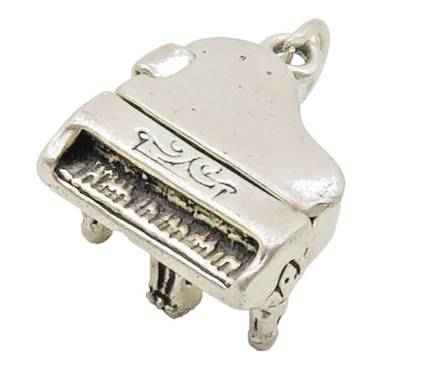 925 Sterling Silver  Vintage Petite Grand Piano Motif Pendant (OPENS)  PT12907