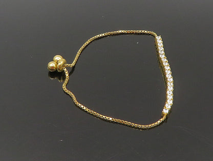 Gold Over 925 Silver  Cubic Zirconia Adjustable Child Box Chain Bracelet BT1102