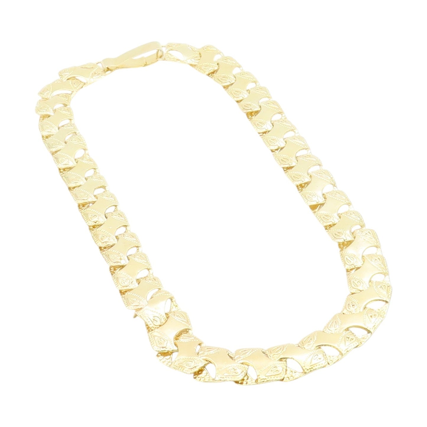 925 Sterling Silver Vintage Necklace Gold Plated Interlocking Cuban Link NE4695