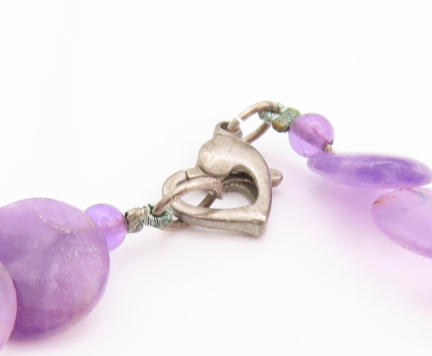 925 Sterling Silver Vintage Necklace Cubed Amethyst Graduated Setting NE4530