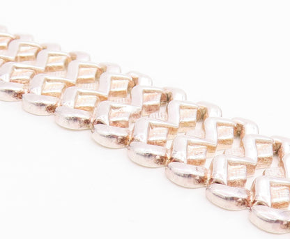 925 Sterling Silver Vintage Bracelet Classic Woven Geometric Ladder Link BT11822
