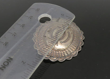 SOUTHWESTERN 925 Silver Vintage Dark Tone Etched Pattern Brooch Pin BP8931