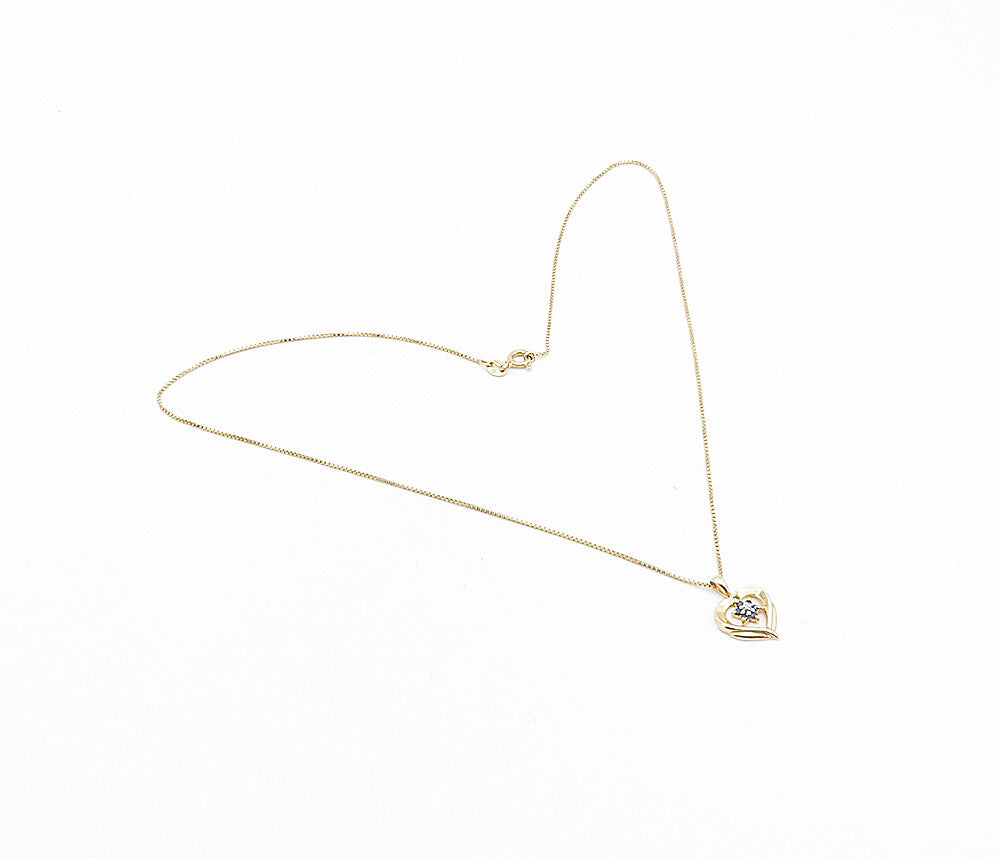 ROSS SIMON 925 Silver  Sapphire & Genuine Diamond Heart Chain Necklace  NE1021