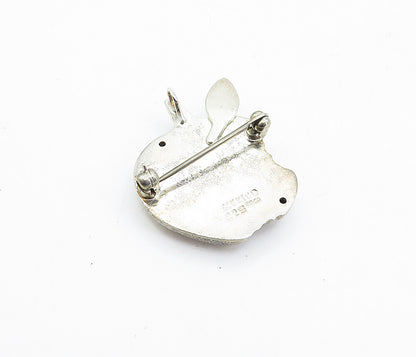MEXICO 925 Sterling Silver  Vintage Shiny Bitten Apple Brooch Pin  BP1822