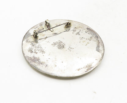 MEXICO 925 Sterling Silver  Vintage Abalone Traditional Brooch Pin  BP3484