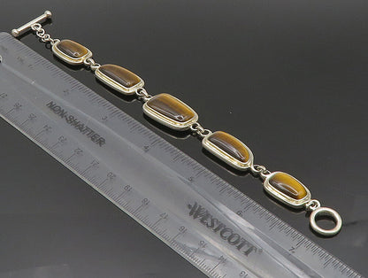 WHITNEY KELLY 925 Silver  Vintage Unique Tiger's Eye Chain Bracelet  BT9448