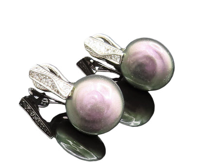 925 Sterling Silver  Vintage Cubic Zirconia Bar & Bead Earrings  EG11923