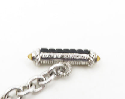 JUDITH RIPKA 925 Silver  Vintage Smoky Topaz Beaded Chain Necklace  NE3072
