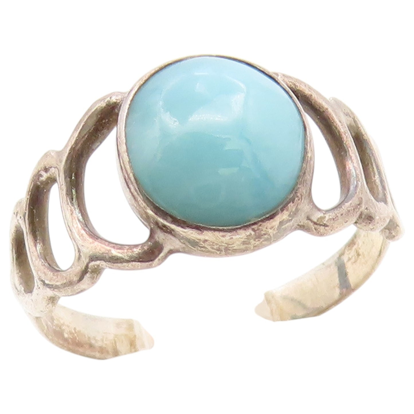 925 Sterling Silver Vintage Ring Larimar Open Wave Cutout Band  Sz 6.5  RG36810