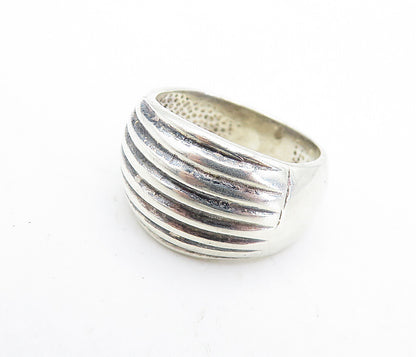 925 Sterling Silver  Vintage Shiny Ribbed Dome Design Band Ring Sz 6  RG7125