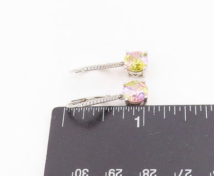 925 Sterling Silver Vintage Earrings Round Mystic Topaz & CZ Lever Back  EG13741
