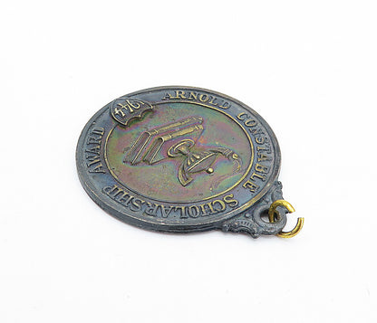 925 Sterling Silver  Vintage Antique Scholarship Medallion Pendant  PT2662