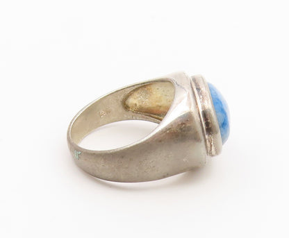 925 Sterling Silver Vintage Ring Classic Sodalite Statement Band  Sz 7  RG36857