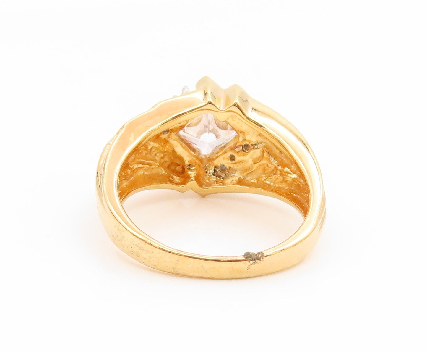 925 Sterling Silver Vintage Ring Gold Plated CZ Statement Band  Sz 7  RG35215
