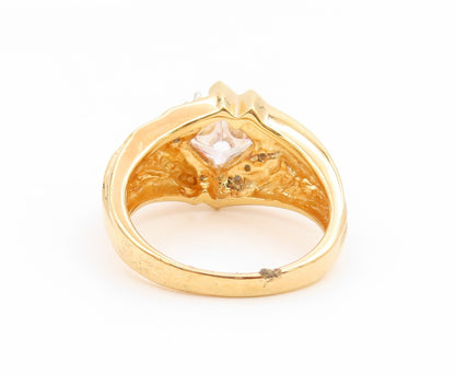 925 Sterling Silver Vintage Ring Gold Plated CZ Statement Band  Sz 7  RG35215