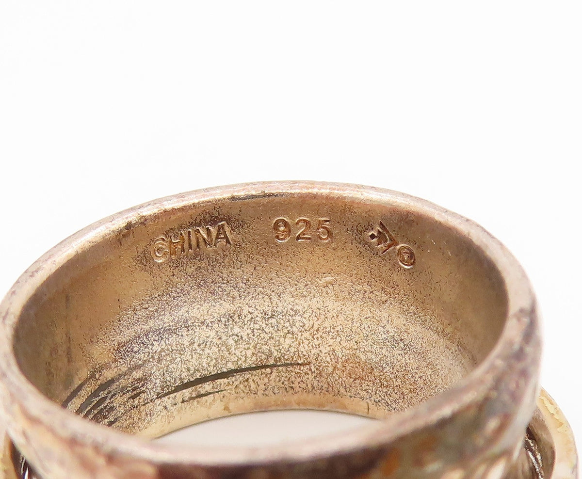 925 Sterling Silver Vintage Ring SILPADA Two Tone Hammered Band  Sz 7.5  RG36009