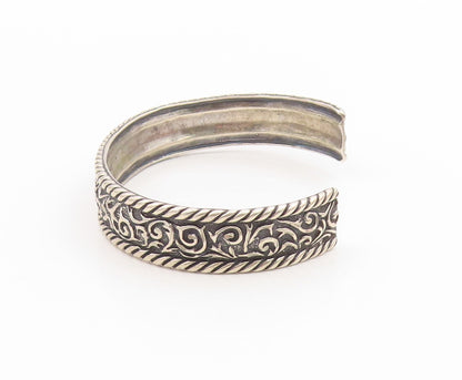 925 Sterling Silver Vintage Bracelet CAROLYN POLLACK Rope & Scrolls Cuff BT11764