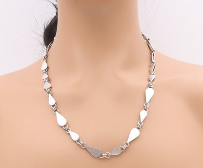 925 Sterling Silver Vintage Necklace Interlocking Teardrop Link Chain NE4688