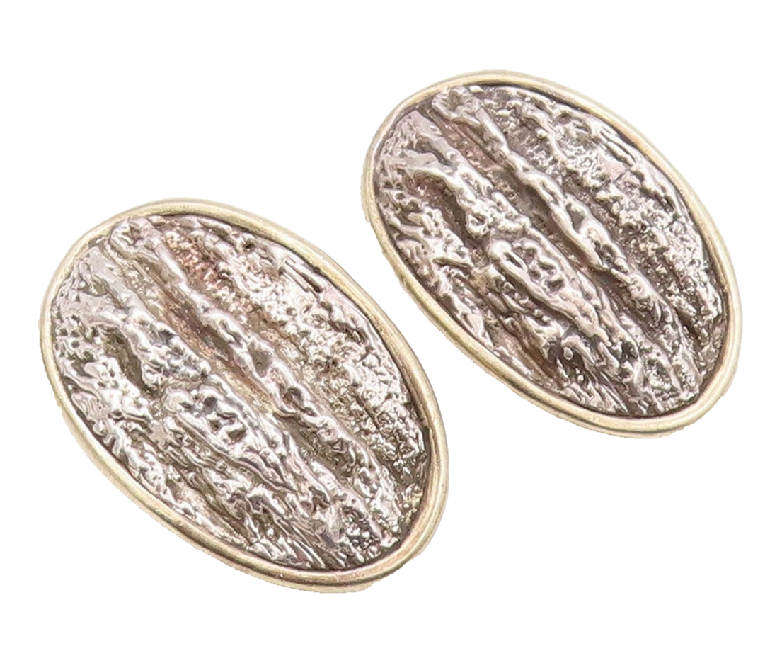 925 Sterling Silver Vintage Earrings ISRAEL Brutalist Designer Carved  EG13472