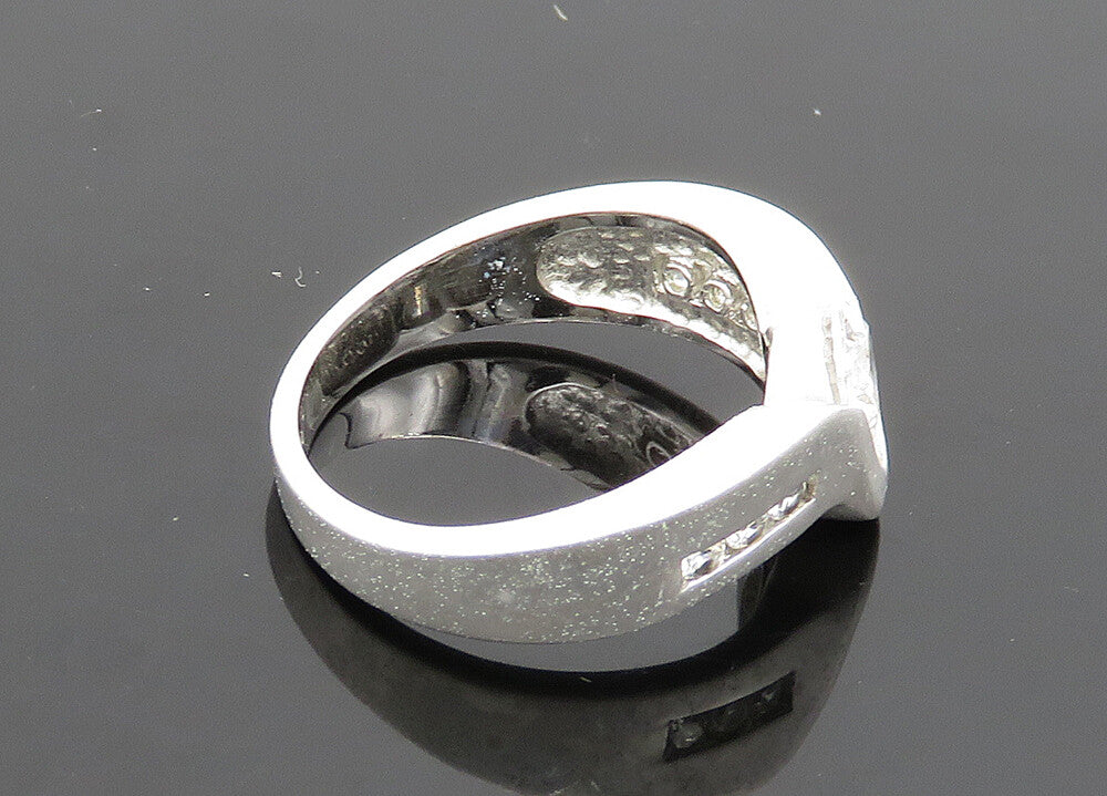 925 Sterling Silver Vintage Cubic Zirconia Matte Band Ring Sz 9  RG19907