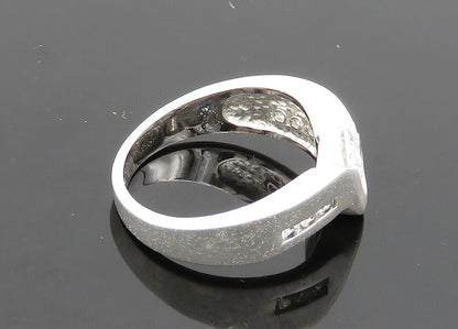 925 Sterling Silver Vintage Cubic Zirconia Matte Band Ring Sz 9  RG19907
