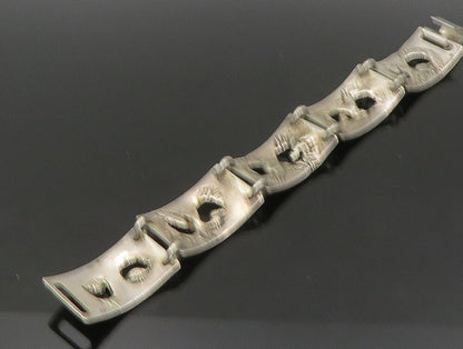 POLAND 925 Sterling Silver  Vintage Sculpted Link Chain Bracelet  BT9253