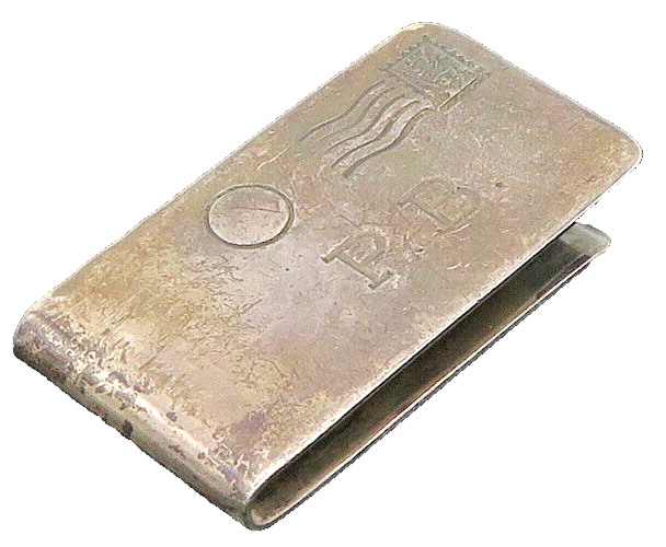 CHASE MEXICO 925 Sterling Silver Vintage Stamped Letter Motif Money Clip  TR2855