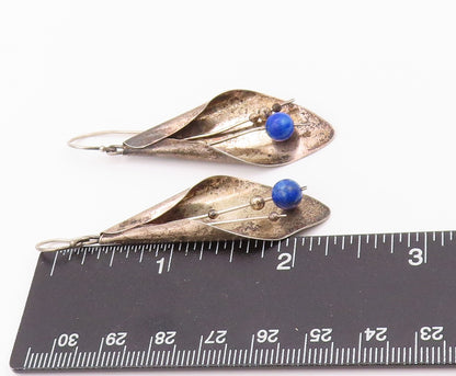 925 Sterling Silver Vintage Earrings Lapis Lazuli Dark Tone Lilly  EG13502