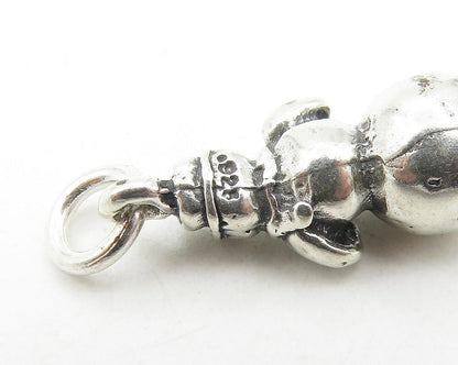 925 Sterling Silver  Vintage Petite Shiny Winter Snowman Drop Pendant  PT9323