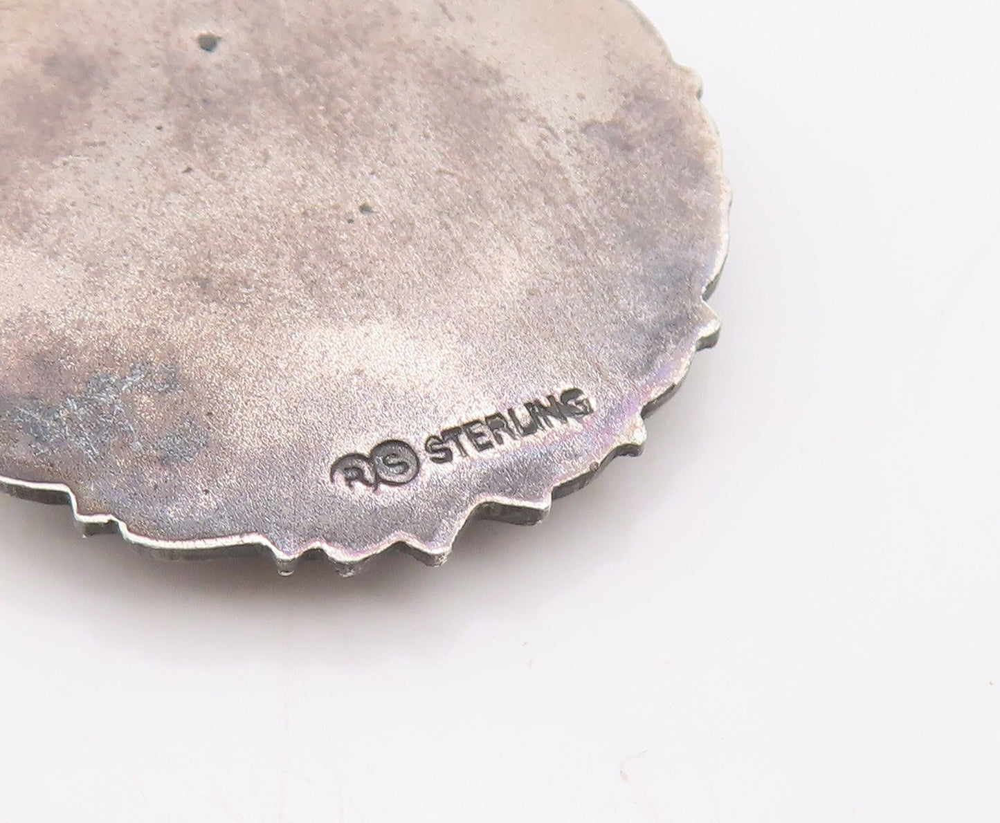 925 Sterling Silver Vintage Pendant Antique Dark Tone Floral Carved  PT23534