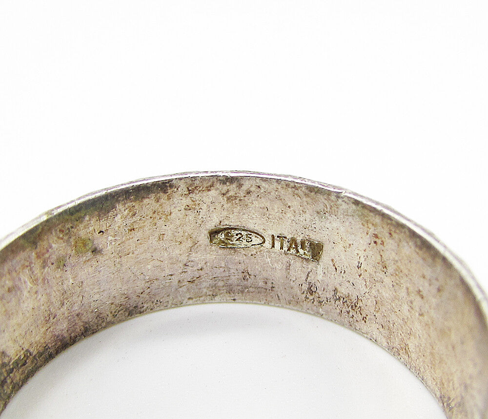 925 Sterling Silver  Vintage Etching Detail Band Ring Sz 9.5  RG2988