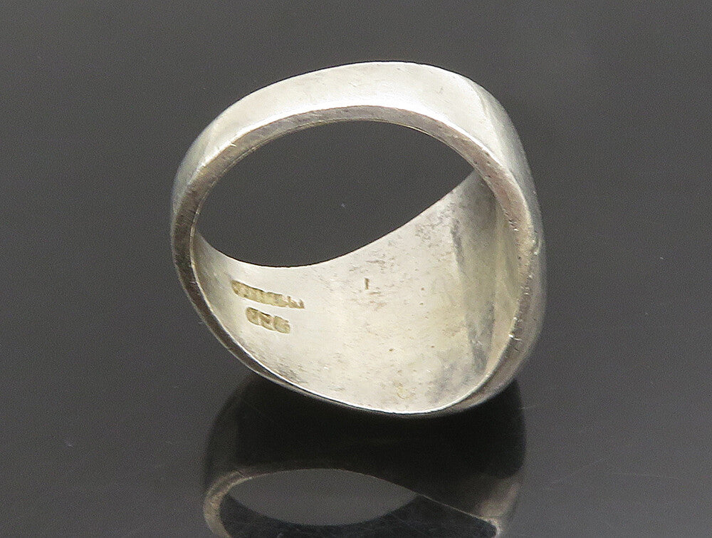 MEXICO 925 Silver  Vintage Inlaid Oval Malachite Dome Ring Sz 12  RG25190
