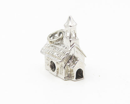 925 Sterling Silver  Vintage Shiny Petite Church House Motif Pendant  PT9094