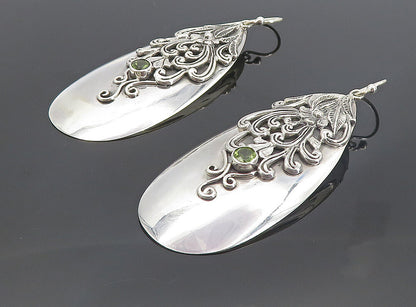 925 Sterling Silver Vintage Peridot Floral Swirl Vine Drop Earrings EG3082