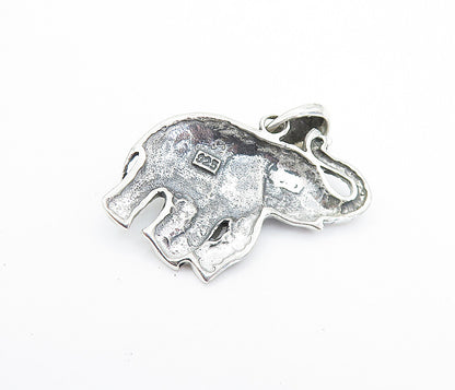 925 Sterling Silver  Vintage Circle Detail Elephant Motif Drop Pendant  PT5752