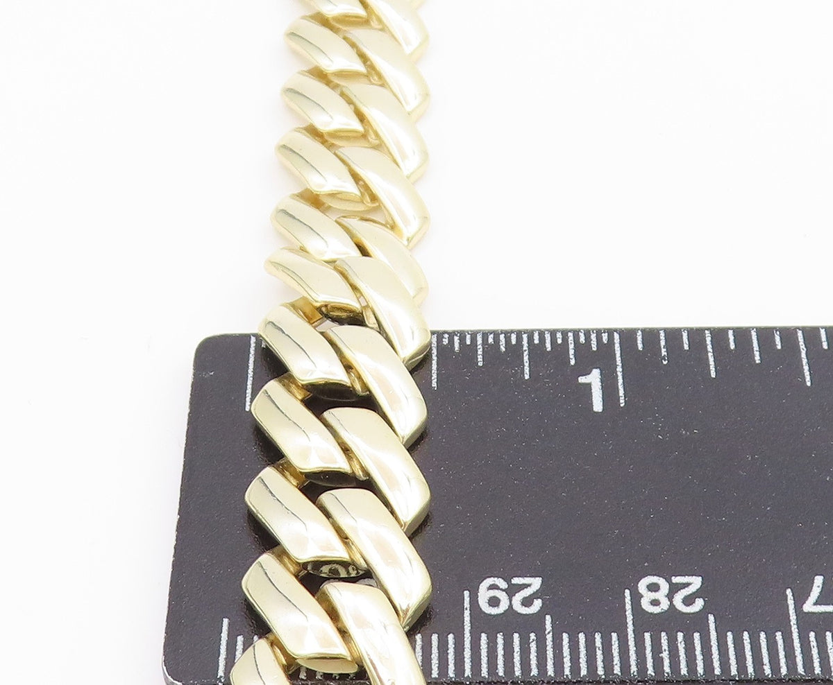 925 Sterling Silver Vintage Necklace Gold Plated CZ Chunky Cuban Link  NE4716