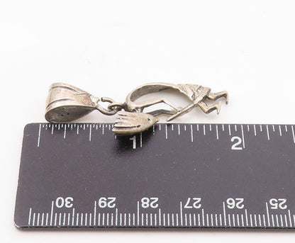925 Sterling Silver  Vintage Sculpted Kokopelli Dancer Pendant  PT20690