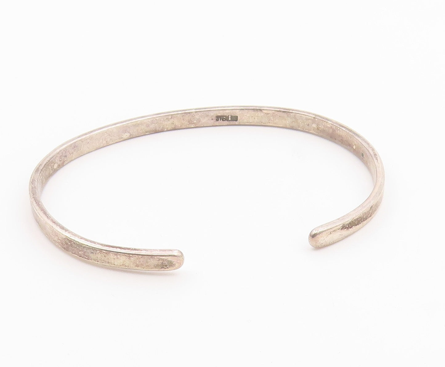 925 Sterling Silver  Vintage Petite Hope Stamped Smooth Cuff Bracelet  BT9121