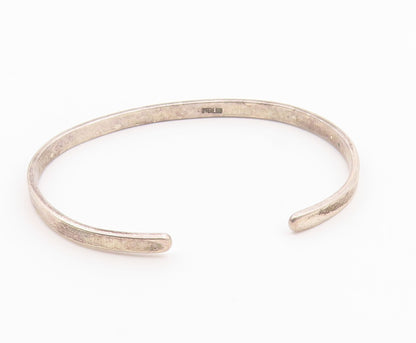 925 Sterling Silver  Vintage Petite Hope Stamped Smooth Cuff Bracelet  BT9121