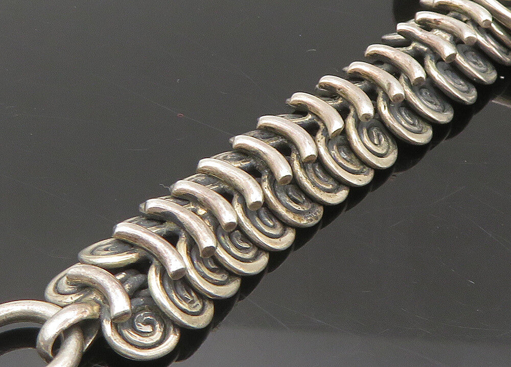 BALI 925 Sterling Silver  Vintage Oxidized Swirl Detail Chain Bracelet  BT8800