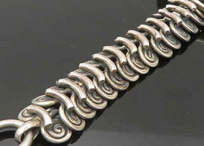 BALI 925 Sterling Silver  Vintage Oxidized Swirl Detail Chain Bracelet  BT8800