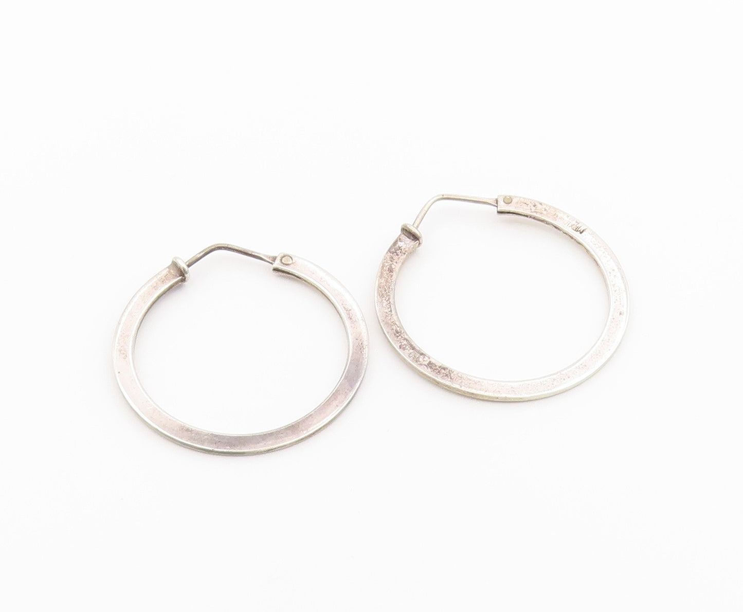 925 Sterling Silver Vintage Earrings Minimalist Tapered Statement Hoops  EG14477
