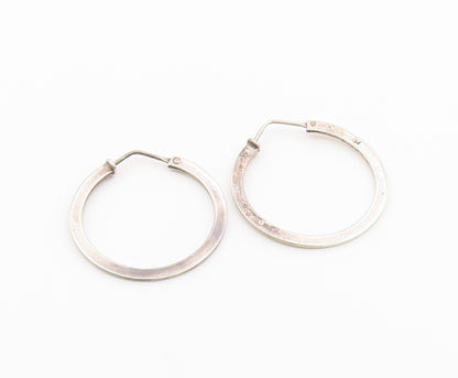 925 Sterling Silver Vintage Earrings Minimalist Tapered Statement Hoops  EG14477
