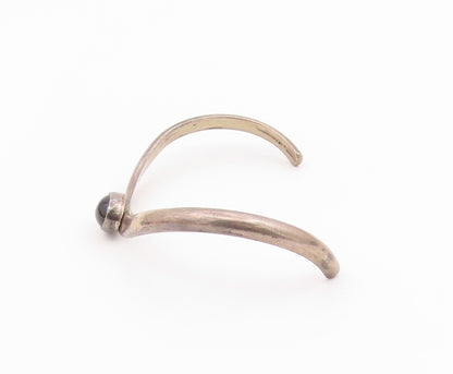 KARI ROYSTON 925 Silver  Vintage Black Onyx Curved Shiny Cuff Bracelet  BT9233
