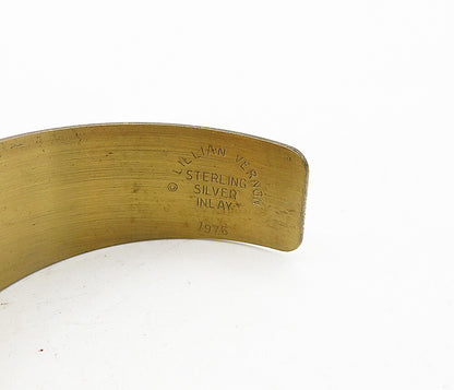 LILLIAN VERNON 925 Sterling Silver  Vintage Shiny 3 Tone Cuff Bracelet  BT1714