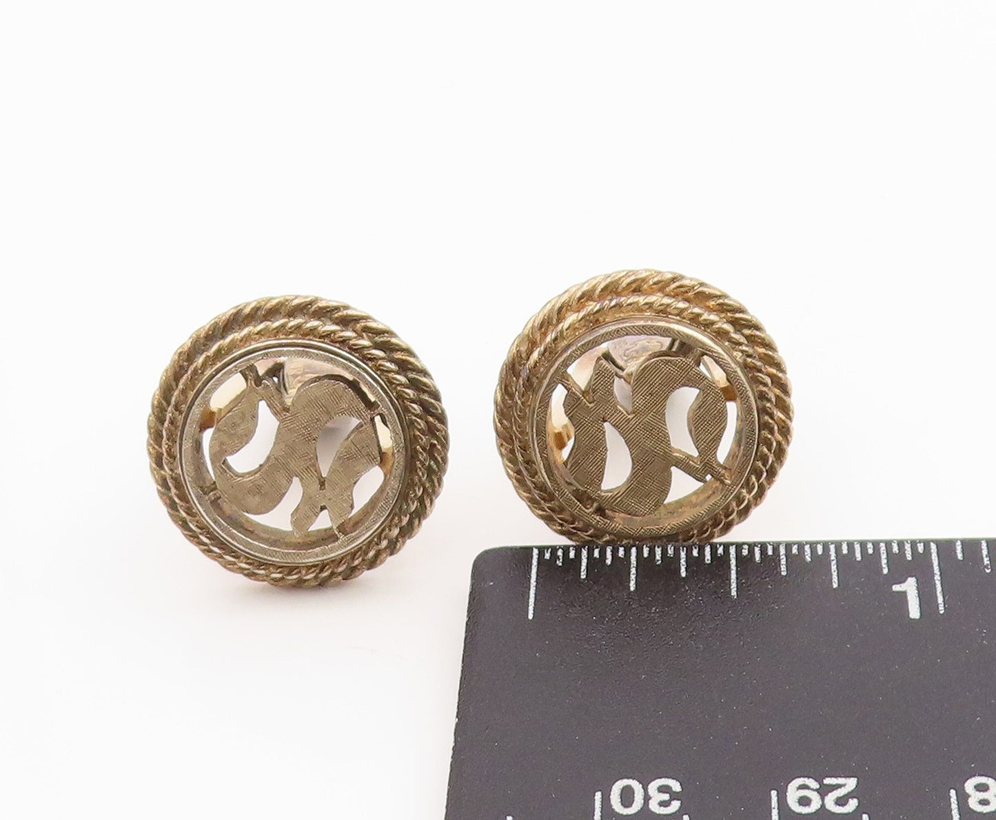 925 Sterling Silver Vintage Cuff Links DA VINCI Etched S & C Monograms  TR4050