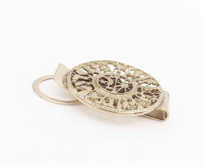 925 Sterling Silver Vintage Money Clip Celestial Zodiac Calendar Pin   TR4066