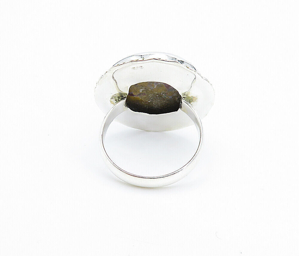 925 Sterling Silver Cabochon Cut Multi Color Jasper Cocktail Ring Sz 9 RG7990